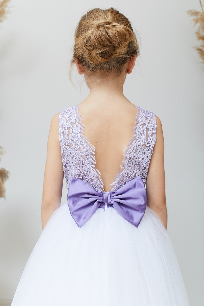 Purple Flower Girl Dress Sequin flower dress White Tulle dress Etsy