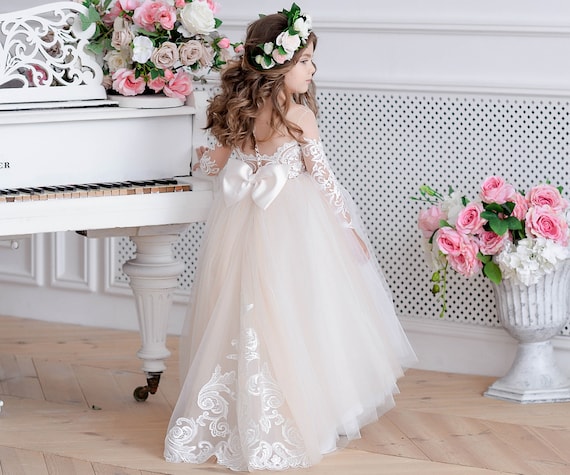 tulle ivory flower girl dresses