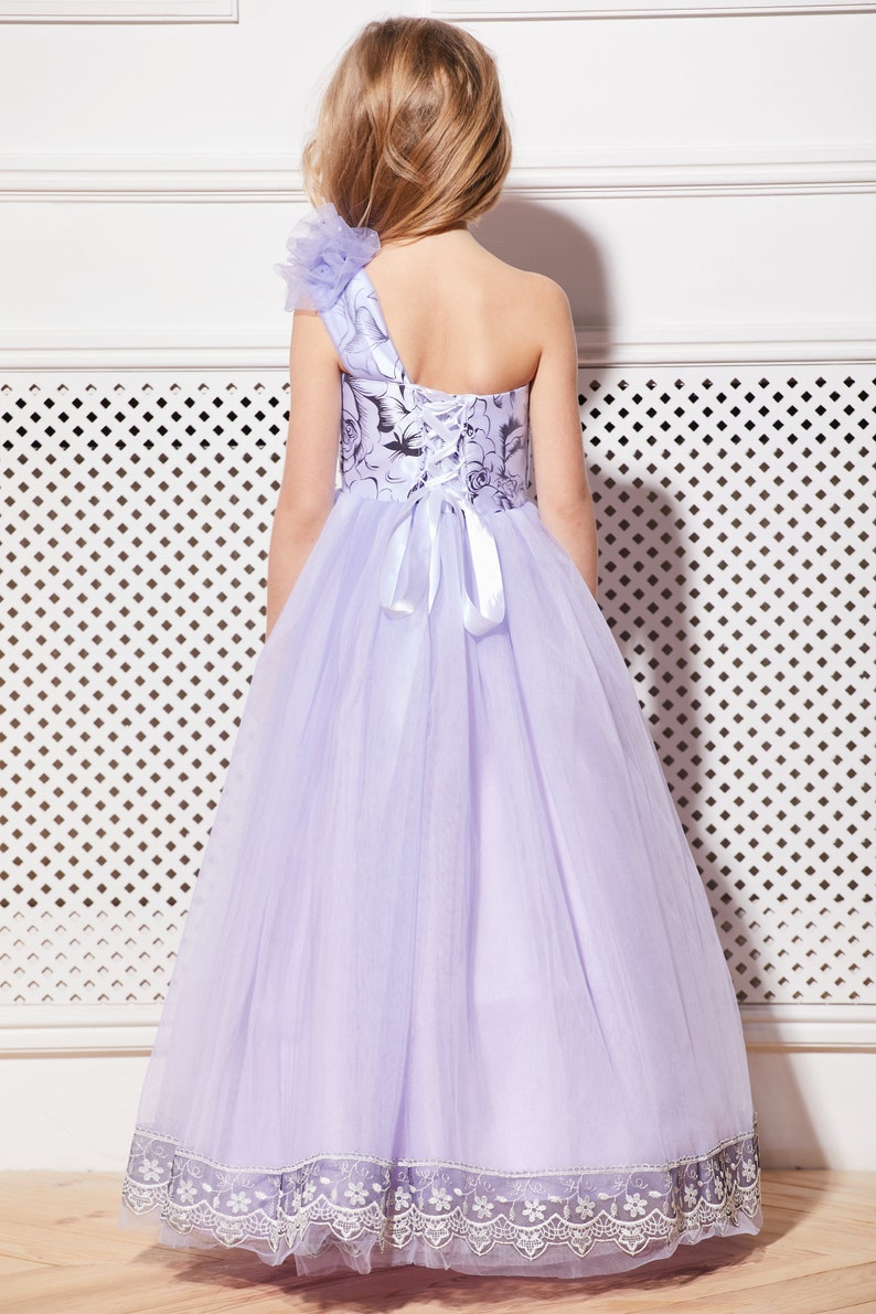Purple flower girl dress Violet tulle dress Tutu flower dress Birthday dress Wedding flower dress Prom dress Kids dress Junior Bridesmaid