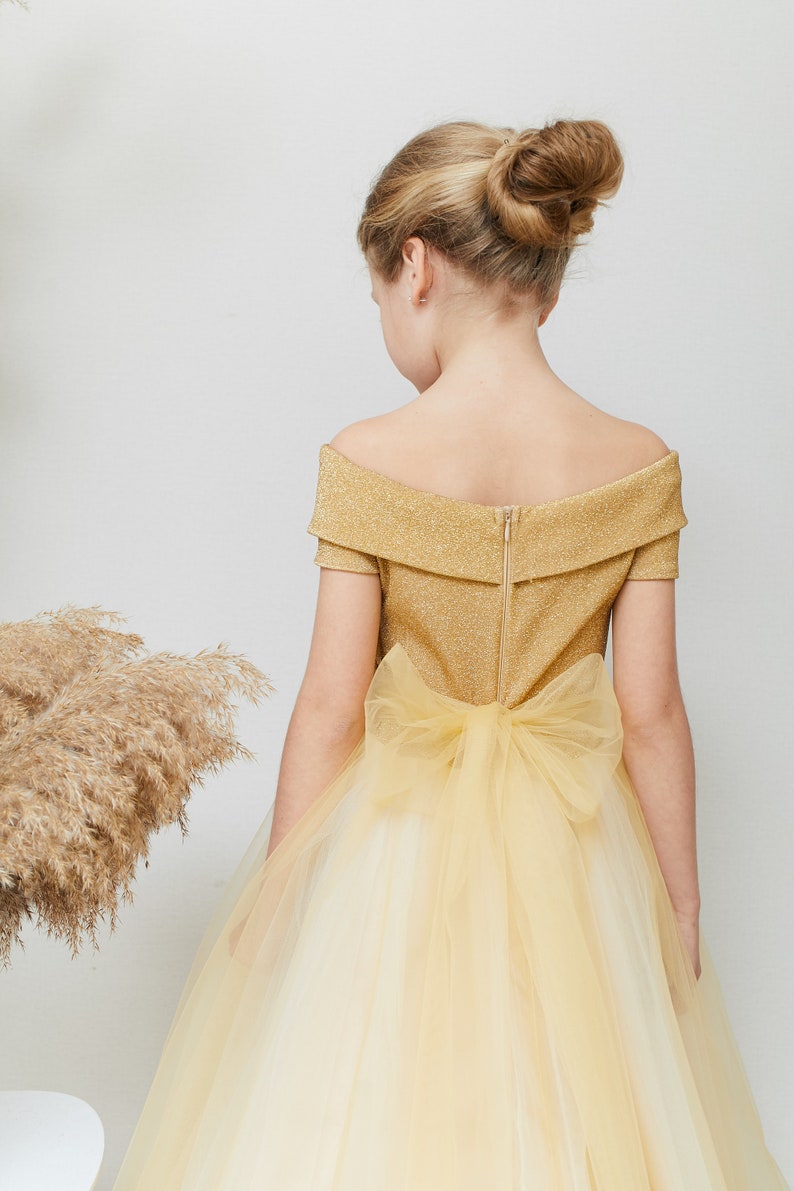 Gold Flower Girl Dresses Sequin Lace dress Tulle dress Tutu dress Birthday girl dress Junior Bridesmaid dress Baby dress Toddler dresses