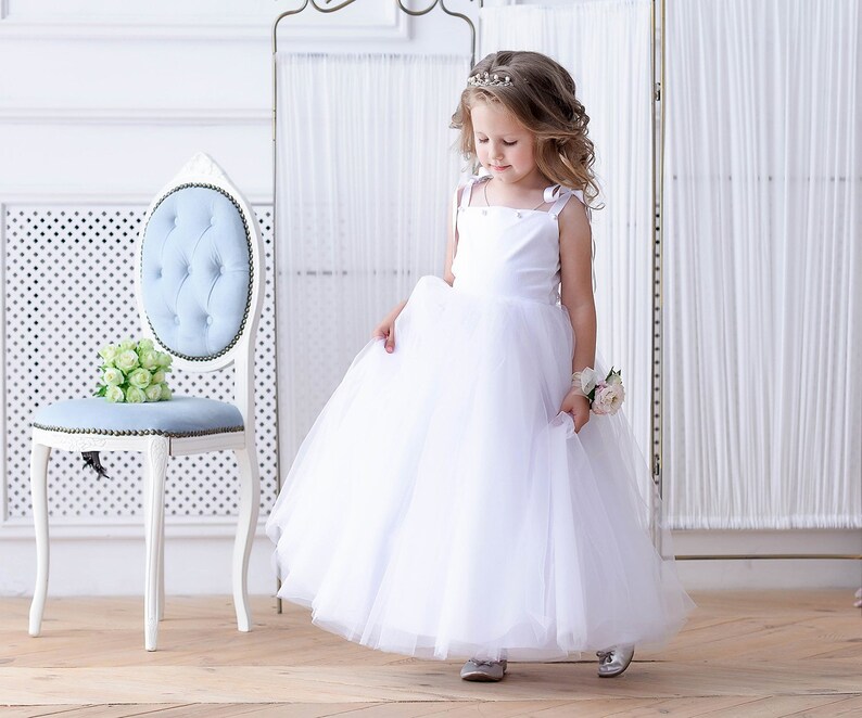 White lace flower girl dress tulle Baby girl dress Special Etsy