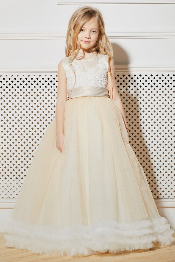 cream junior bridesmaid dresses