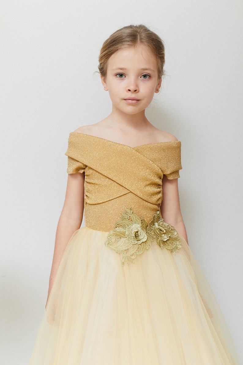 Gold Flower Girl Dresses Sequin Lace dress Tulle dress Tutu dress Birthday girl dress Junior Bridesmaid dress Baby dress Toddler dresses