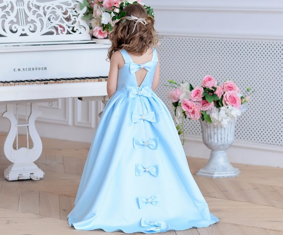 sky blue flower girl dress