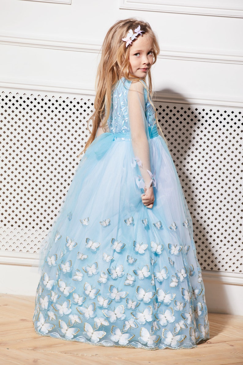 Sky blue flower girl dress Junior bridesmaid dress tulle Etsy