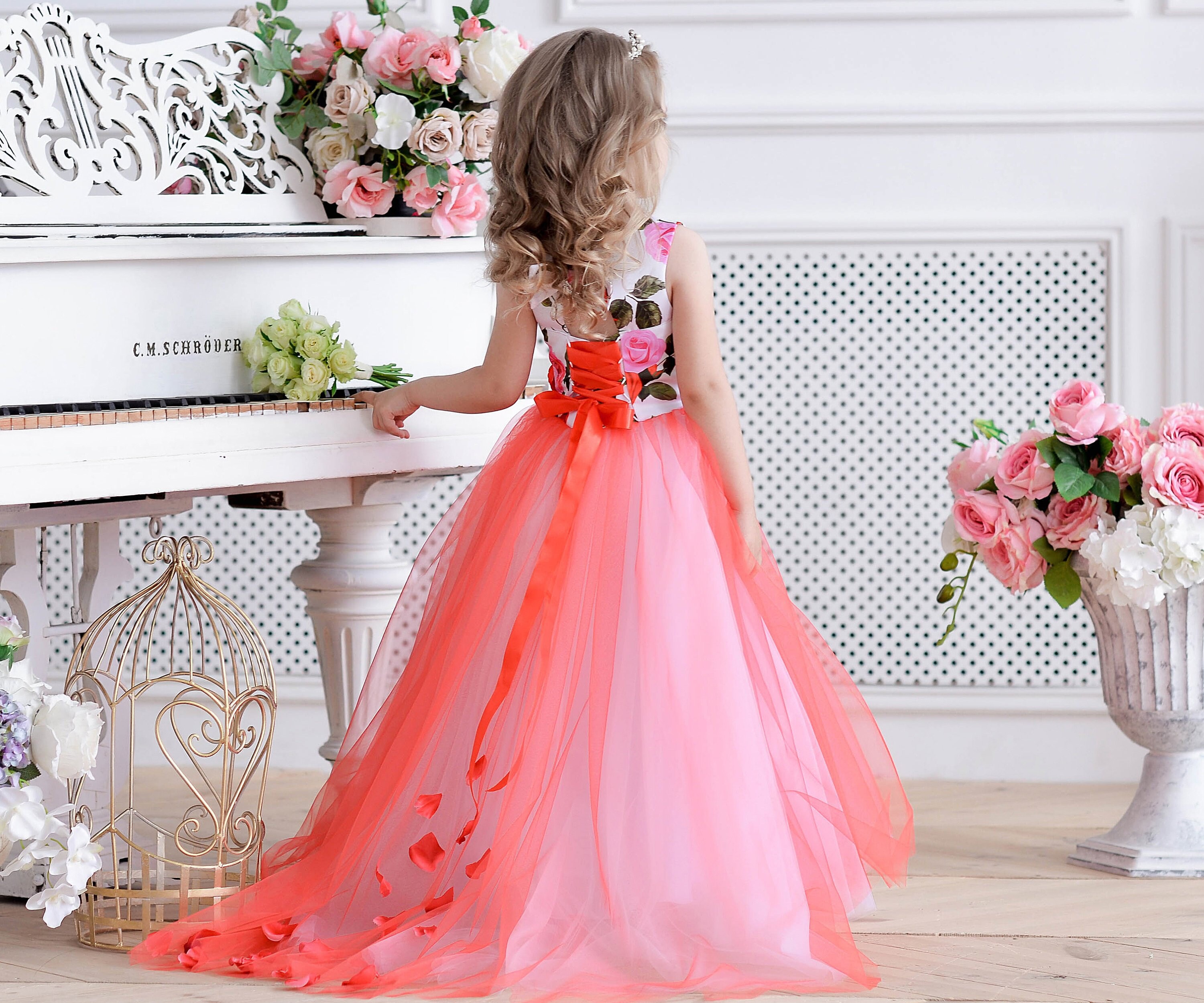red dress flowers