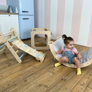 Montessori climbing set, Kids Christmas gift,  Climb triangle, Climbing frame, Climb arch, Montessori furniture , Climbing triangle set 3in1