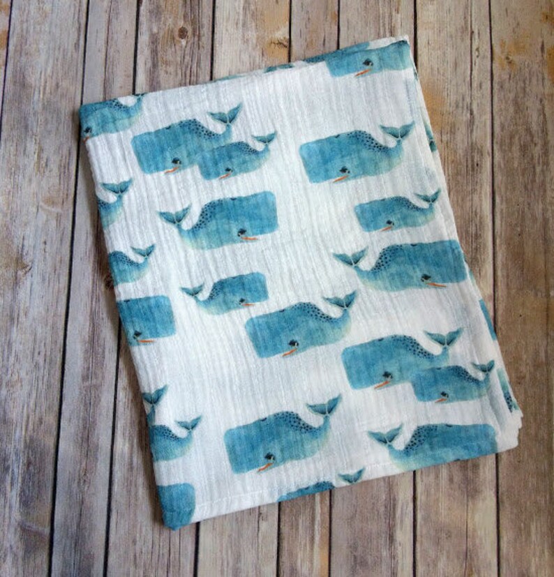 Whale Flannel Receiving Blanket, Nautical Baby Blanket ...