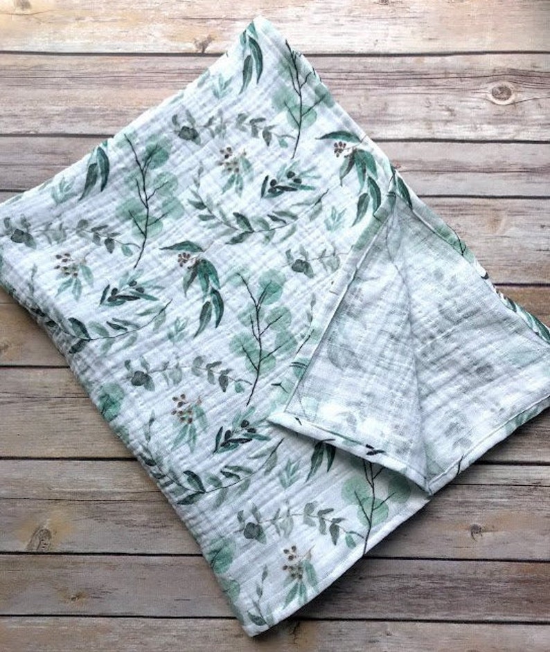 Newborn Swaddle Set Eucalyptus Organic Swaddle Set Leaves Etsy