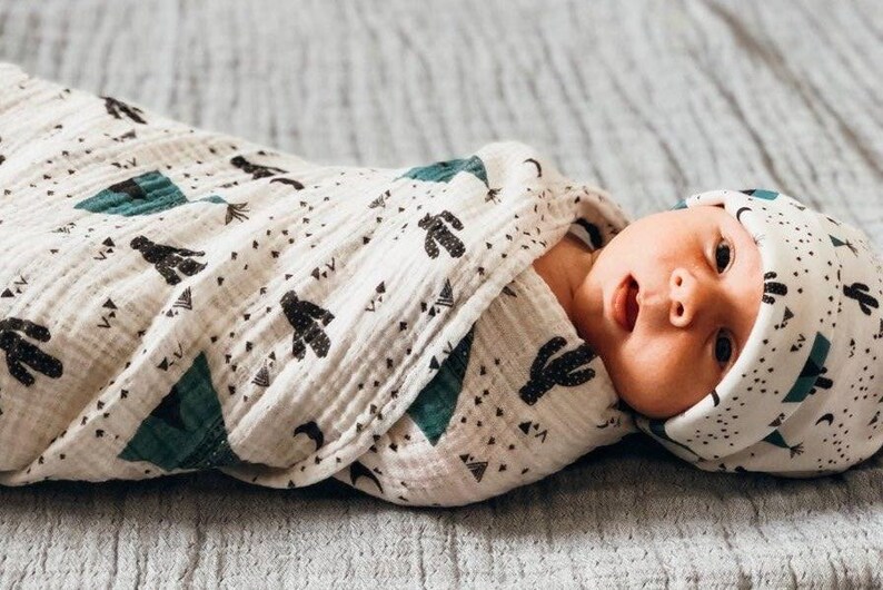 Newborn Hat & Swaddle Set Teepee Organic Swaddle Set Etsy