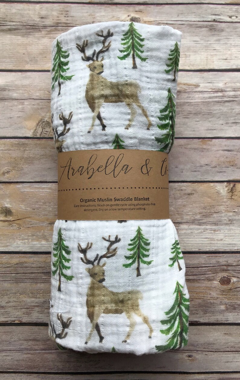 Newborn Swaddle Set Deer Organic Cotton Swaddle Set Swaddle Etsy