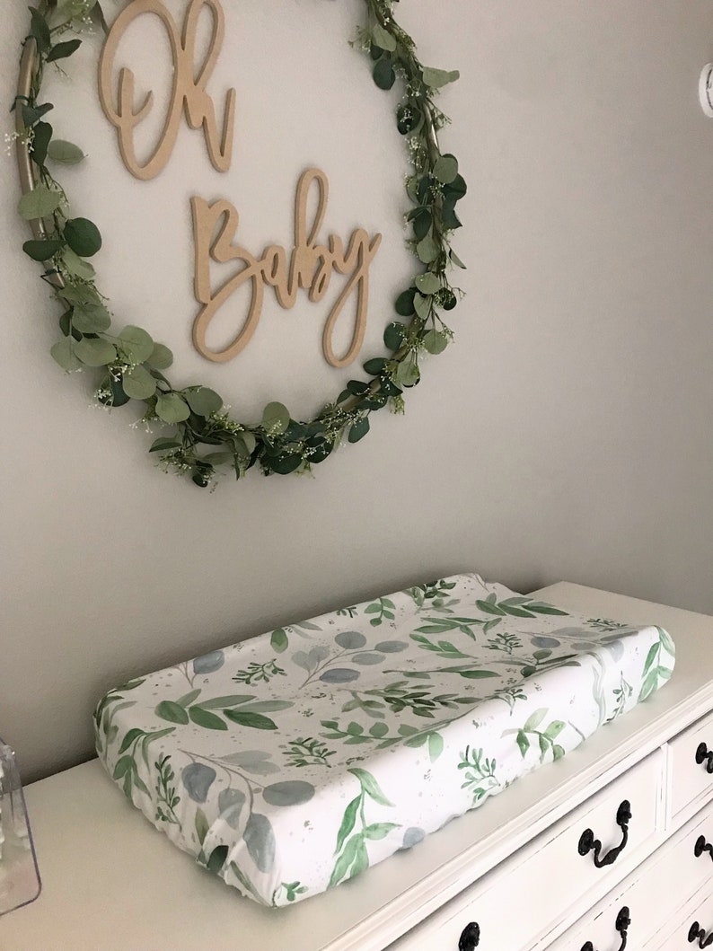 Changing Pad Cover Crib Sheet Eucalyptus Greenery Etsy