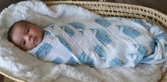 whale muslin blanket