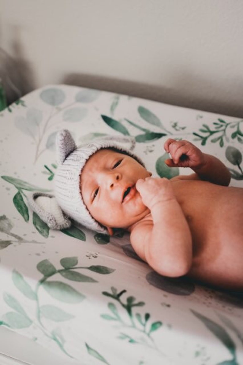 Changing Pad Cover Crib Sheet Eucalyptus Greenery Etsy