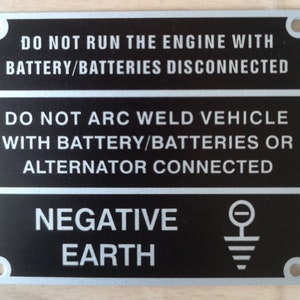Early Land Rover Classic Car Negative Earth replacement plate