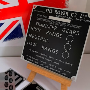 Early Land Rover Classic Car bulkhead information plaque reproduction replacement plate
