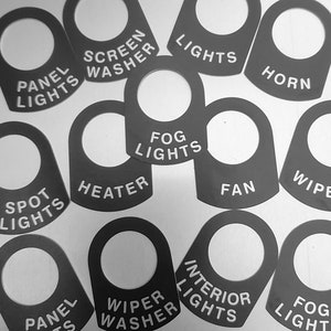 Switch tag plaques for Land rovers, tractors boats classic cars etc with 14.5mm hole.