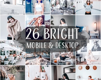 26 Bright Lightroom Presets: Mobile & Desktop (DNG File)
