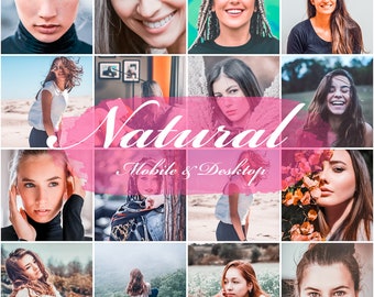 May include: A collage of photos featuring women with natural makeup and hairstyles. The photos are arranged in a grid pattern and have a soft, natural colour palette. The text "Natural Mobile & Desktop" is superimposed over the images.