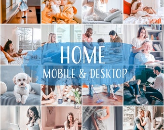 Puede incluir: Un collage de imágenes que representan diferentes escenas de personas en un entorno doméstico. Las imágenes muestran a personas interactuando entre sí, utilizando la tecnología y disfrutando de su tiempo en casa. El texto "HOME MOBILE & DESKTOP" se muestra en el centro del collage.