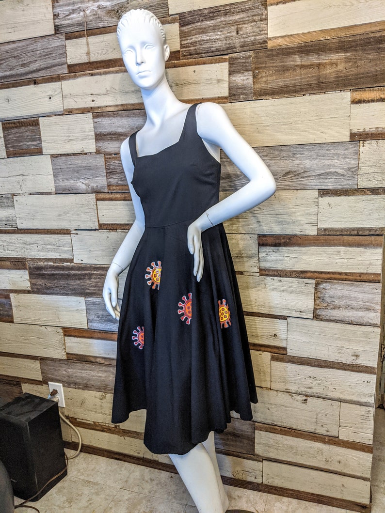 Covid-19 patterned Sundress Coronavirus Upcycled Redesigned Dress sz M OOAK