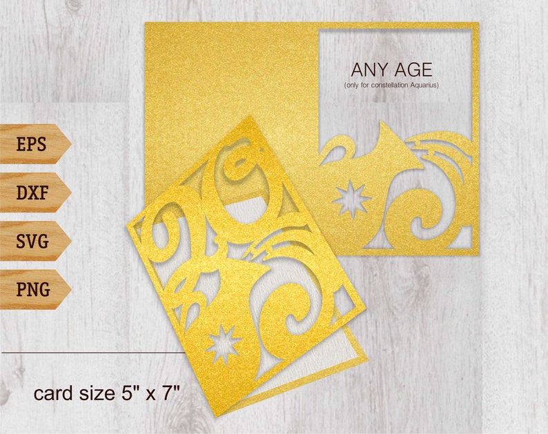 Download Greeting card svg for the zodiac sign Aquarius Card ...