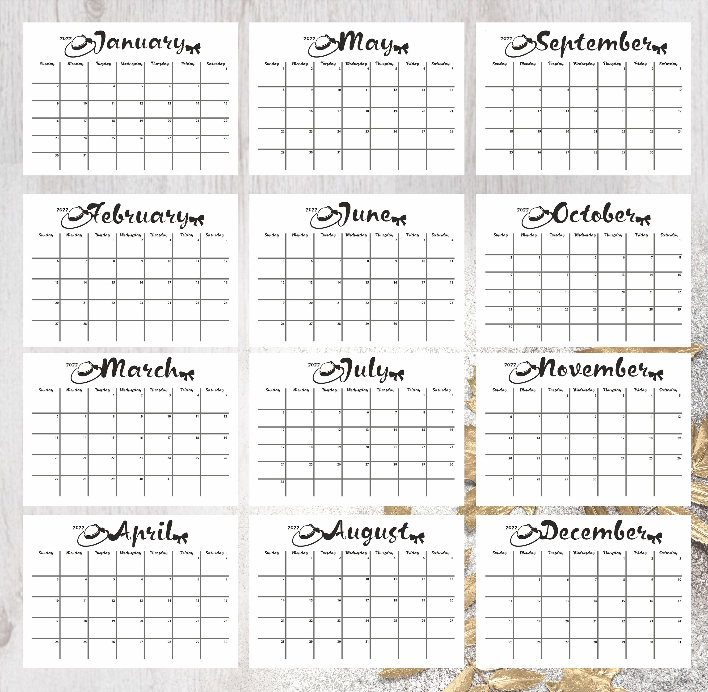 2022 white calendar wall calendar yearly pdf wall calendar etsy