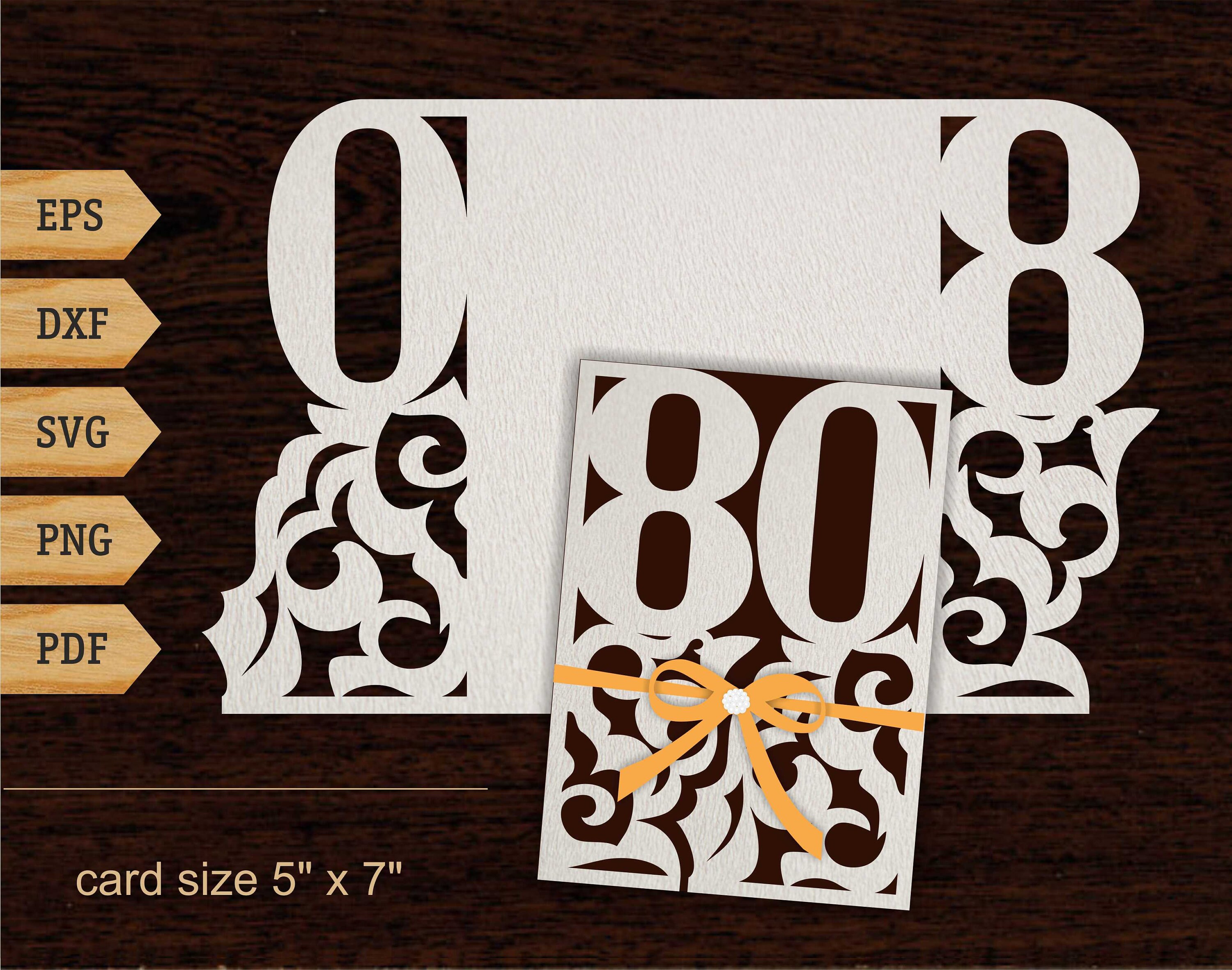 80th birthday svg Lace card cricut 80 Years Card 5x7 SVG DXF | Etsy