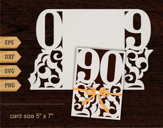 Download 90th Birthday Svg 90 Years Card 5x7 Svg Dxf 90th Birthday Gift Etsy