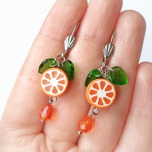 Citrus earrings polymer clay. Lemon, lime slices earrings. Fruit jewelry, orange earrings. Gift for womens. Citrus fruits dangle earrings.