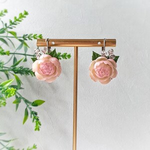 Powder Pink Peony Jewelry Set: Romantic Flowers set Necklace Earrings image 15