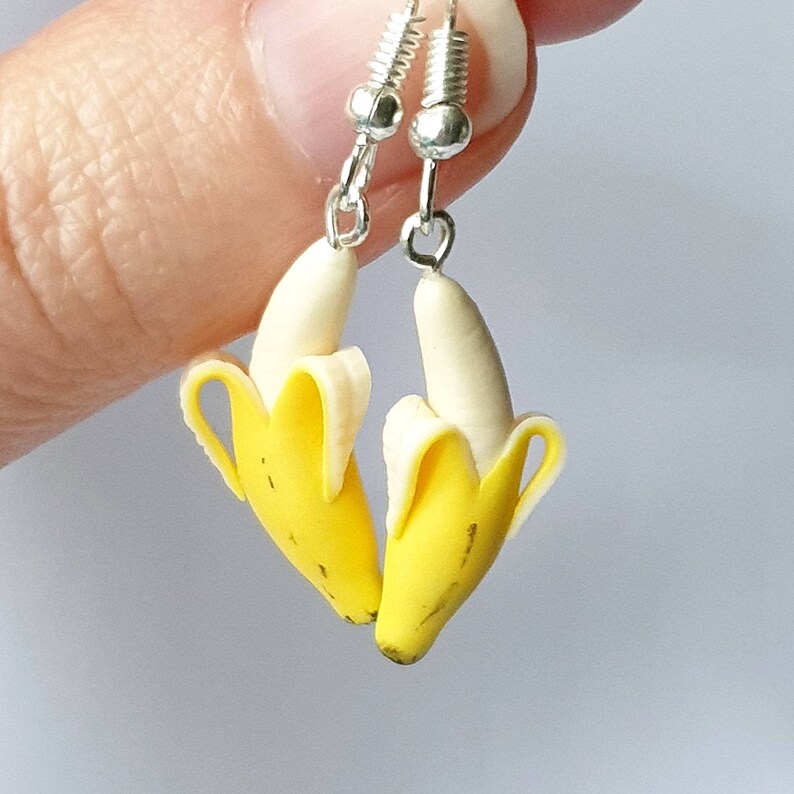 fruit jewelry miniatures bananas gift for women Summer jewelry Dangle earrings Banana earrings Earrings with banana of polymer clay