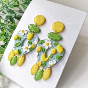 Brincos de Limão Pendurados: Joias de Frutas Feitas à Mão com Argila de Polímero