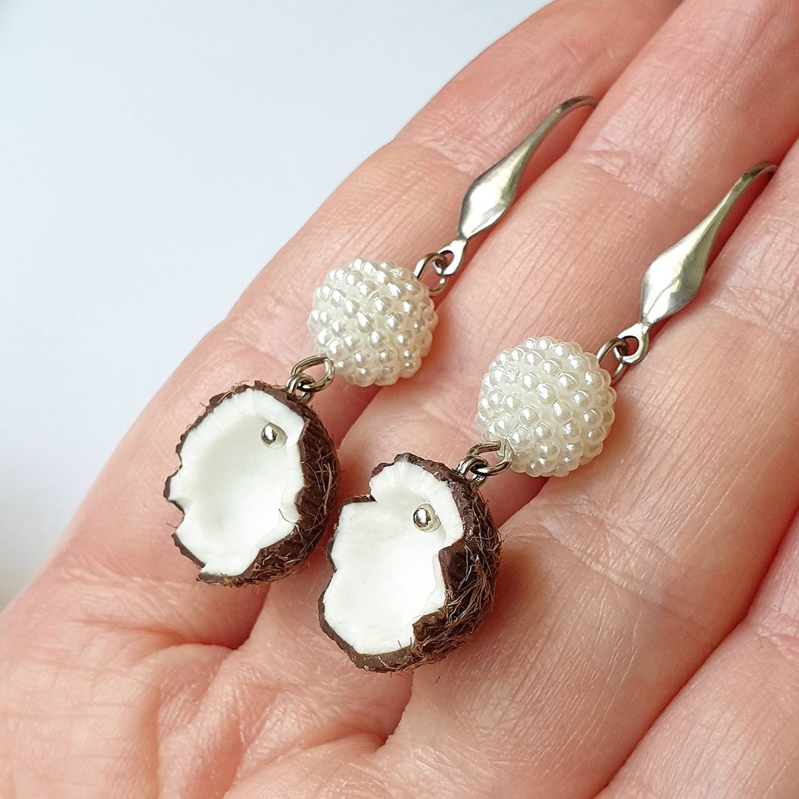 Coconut jewelry of polymer clay. Coconut earrings coconut Etsy