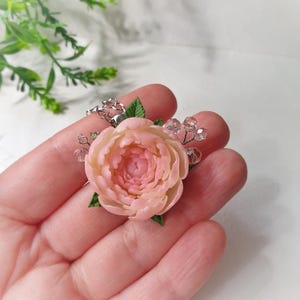 Powder Pink Peony Jewelry Set: Romantic Flowers set Necklace Earrings image 8
