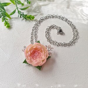 Powder Pink Peony Jewelry Set: Romantic Flowers set Necklace Earrings image 17