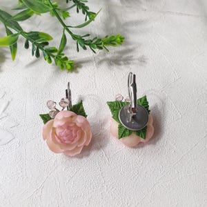 Powder Pink Peony Jewelry Set: Romantic Flowers set Necklace Earrings image 16