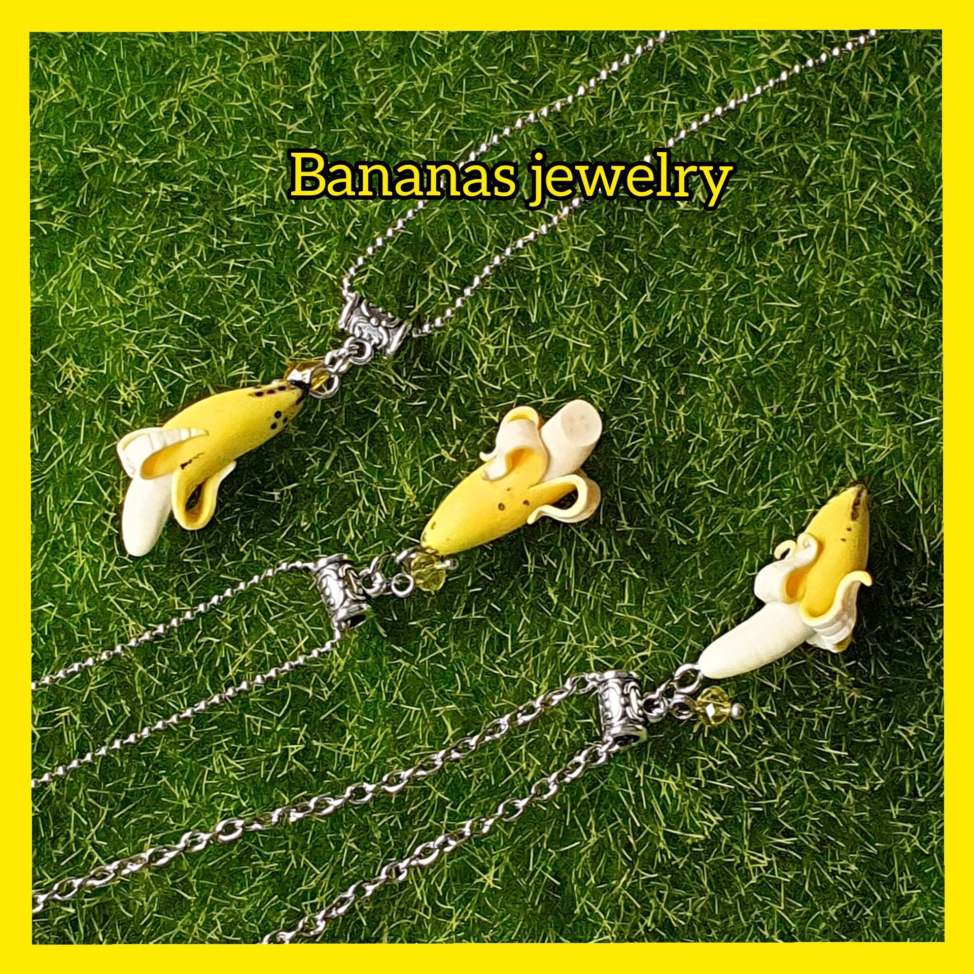 fruit jewelry miniatures bananas gift for women Summer jewelry Dangle earrings Banana earrings Earrings with banana of polymer clay