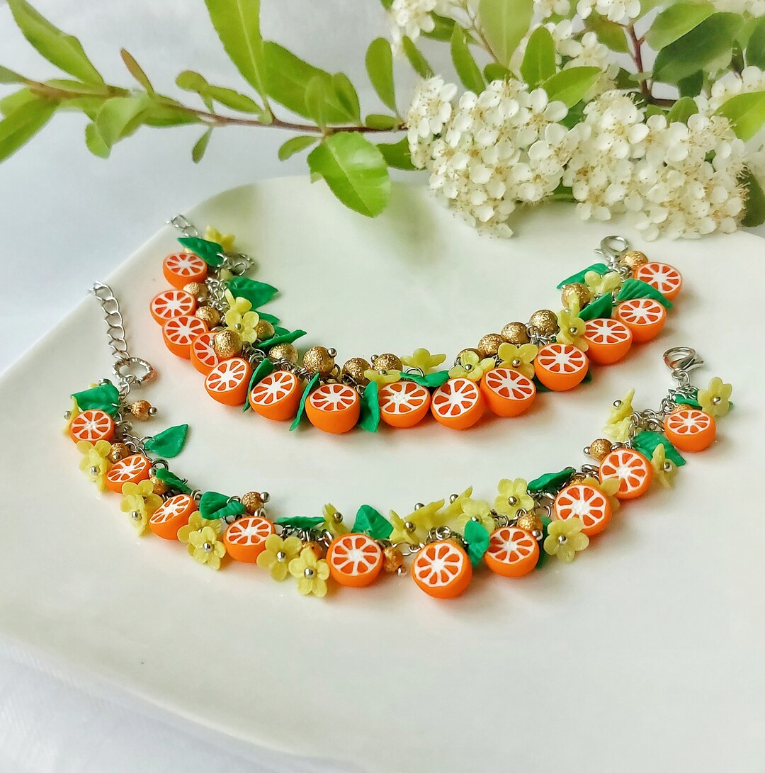 Orange Fruits Bracelet. Gift Idea for Women, Citrus Fruits Jewelry