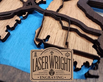 Mapa de Alabama en capas grandes SVG / Archivo Lightburn / Mapa láser