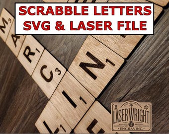 Letras de Scrabble en formato SVG láser / Archivo láser Lightburn / Arte mural