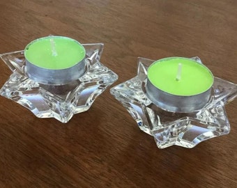 VILLEROY & BOCH 1980's Crystal Candlestick / Votive / Tea Light Holders (2x) NWOB