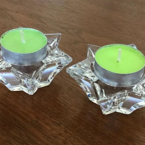 VILLEROY & BOCH 1980's Crystal Candlestick / Votive / Tea Light Holders (2x) NWOB