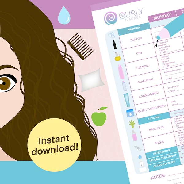 Curly Planner - Printable and Digital