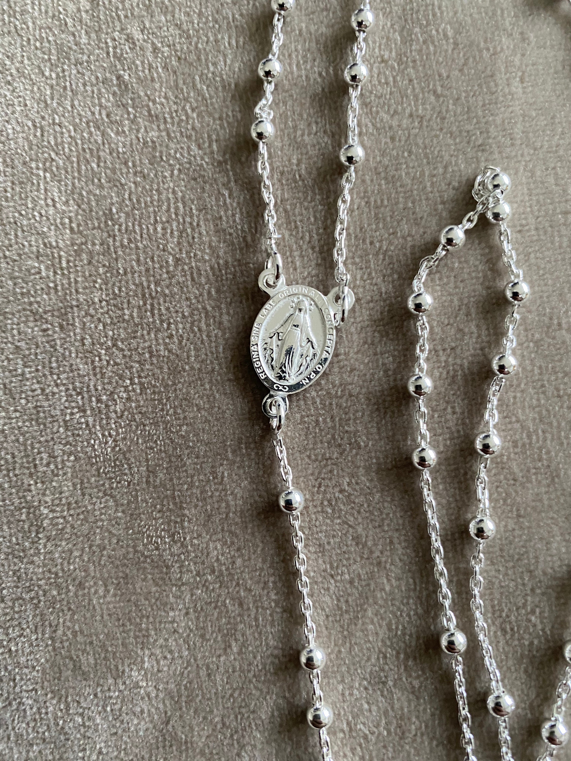 Sterling Silver Rosary Beads 9g 0.3cm 24inch Solid Silver Etsy UK