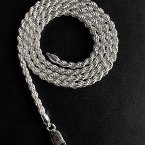 Sterling Silver Rope Chain, 3.5 Mm Width, 18 20 22 24 Inch Lengths ...