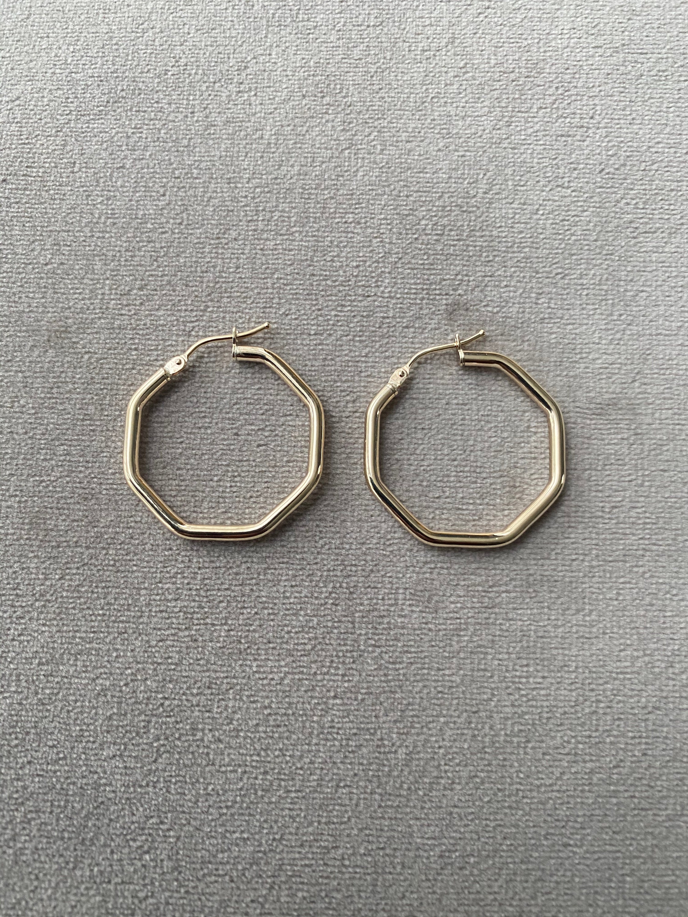 9ct Gold Octogan Hoop Earrings 9ct Yellow Gold Hoop Earrings - Etsy UK