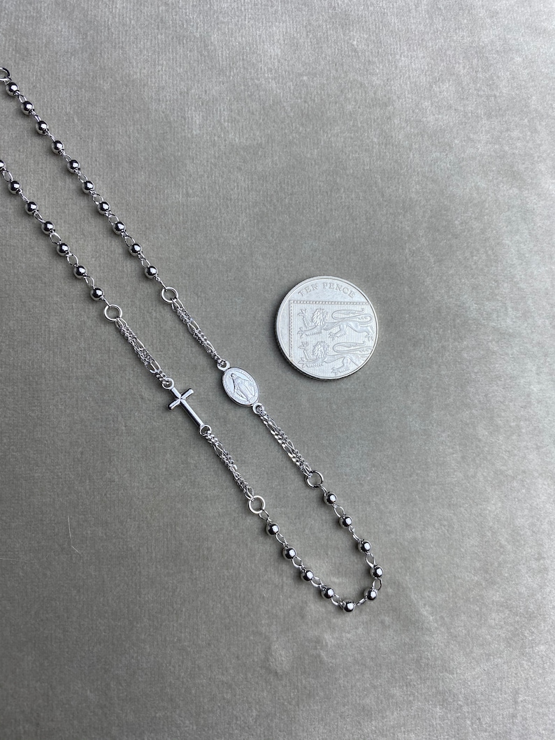 925 Silver Rosary Chain 18inch 2mm 4.7g Rosary Beads Etsy