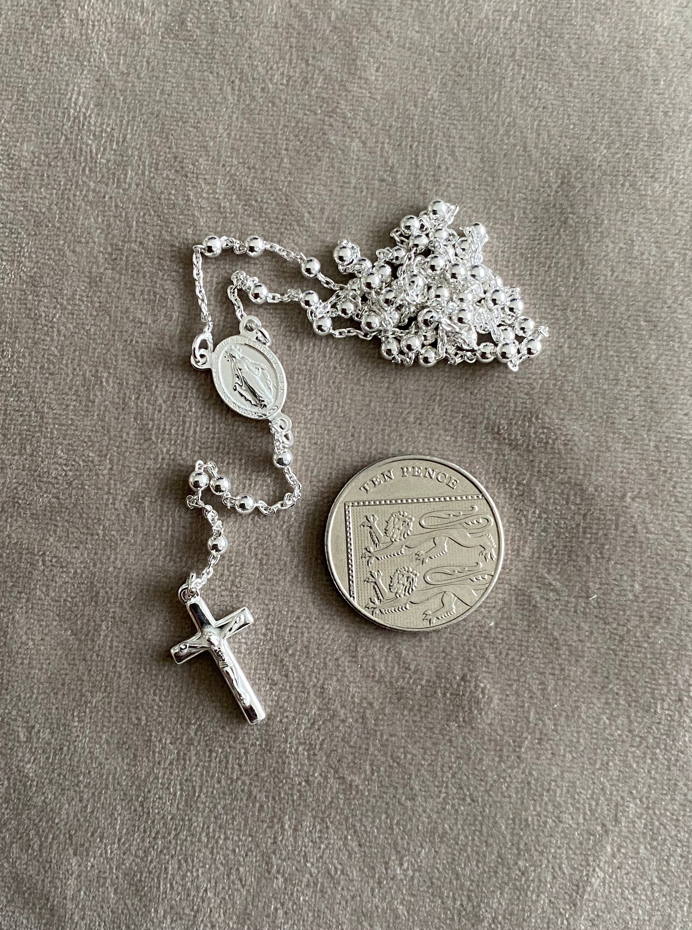 Sterling Silver Rosary Beads 9g 0.3cm 24inch Solid Silver Etsy UK