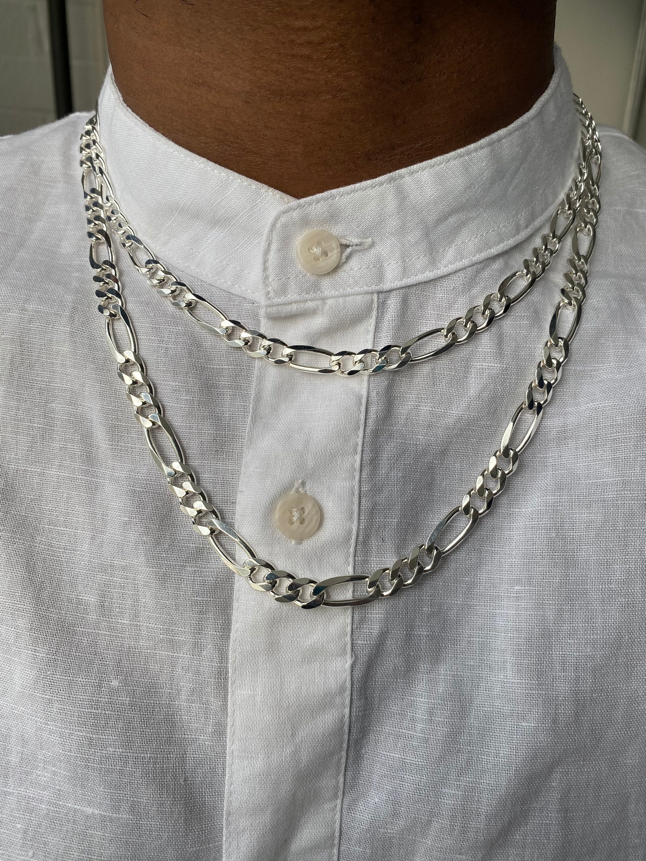 Silver Figaro Link Chain Solid Silver 
